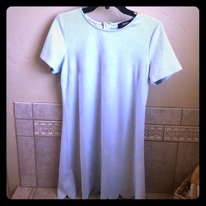 Lulu’s blue suede scalloped bottom slip dress